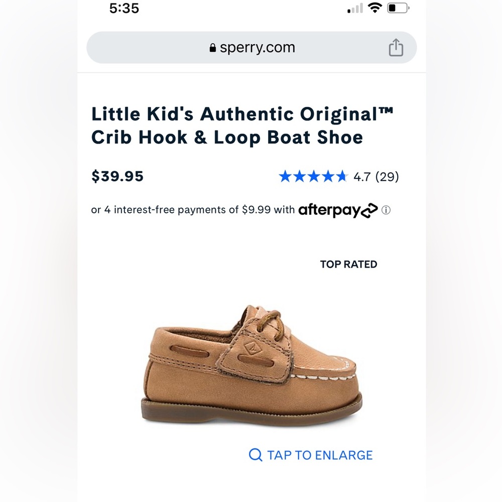 Sperry Topsider Baby 3 Month Crib Hook & Loop Boat Shoe - NWT